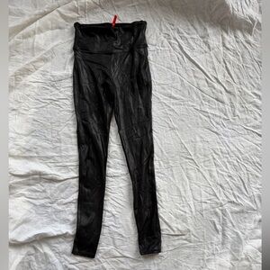 SPANX Black Faux Leather-Look Leggings
